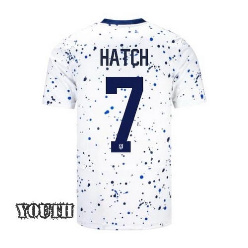 USA Ashley Hatch 2023 Home Youth Stadium Soccer Jersey - Click Image to Close