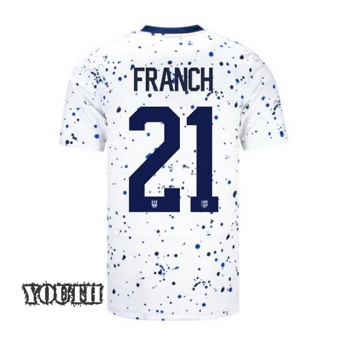 USA Adrianna Franch 2023 Home Youth Stadium Soccer Jersey
