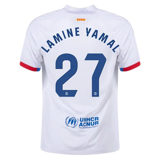 2023/2024 Lamine Yamal Away #27 Men's Soccer Jersey - Click Image to Close