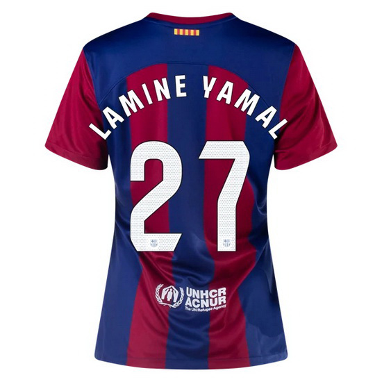 2023/2024 Lamine Yamal Home #27 Women's Soccer Jersey - Click Image to Close