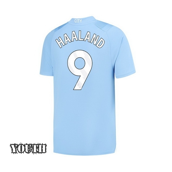 2023/2024 Youth Erling Haaland Home #9 Soccer Jersey - Click Image to Close