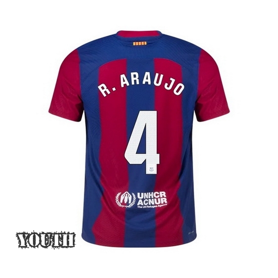 2023/2024 Youth Ronald Araujo Home #4 Soccer Jersey - Click Image to Close
