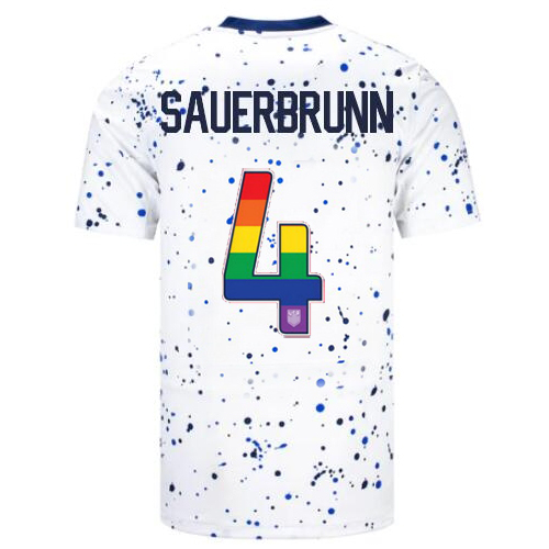USA Becky Sauerbrunn 2023/24 Home Men's Jersey Rainbow Number
