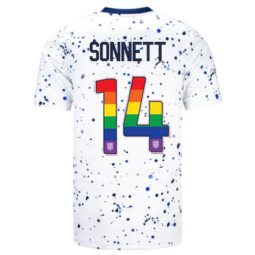 USA Emily Sonnett 2023/24 Home Men's Jersey Rainbow Number