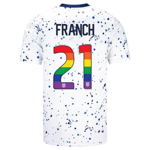 USA Adrianna Franch 2023/24 Home Men's Jersey Rainbow Number - Click Image to Close