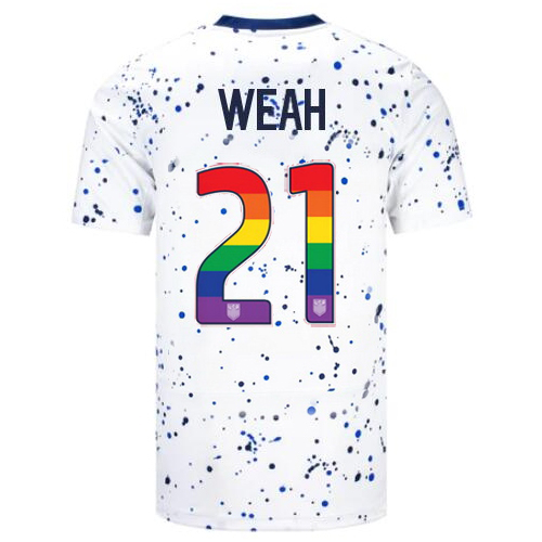 USA Tim Weah 2023/24 Home Men's Jersey Rainbow Number
