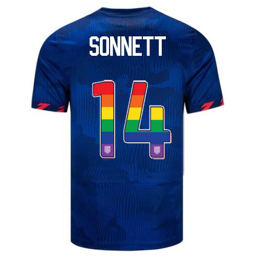 USA Emily Sonnett 2023/24 Away Men's Jersey Rainbow Number