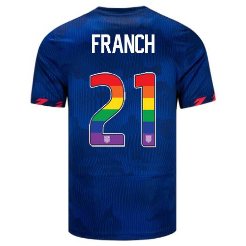 USA Adrianna Franch 2023/24 Away Men's Jersey Rainbow Number