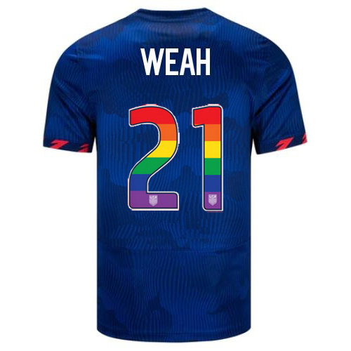USA Tim Weah 2023/24 Away Men's Jersey Rainbow Number