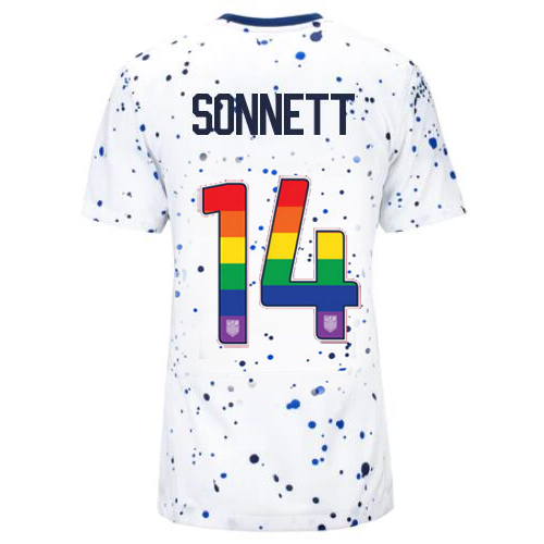 USA Emily Sonnett 2023/24 Home Women's Jersey Rainbow Number