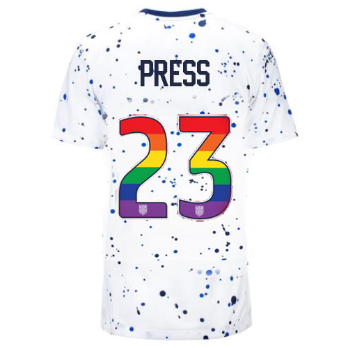 USA Christen Press 2023/24 Home Women's Jersey Rainbow Number