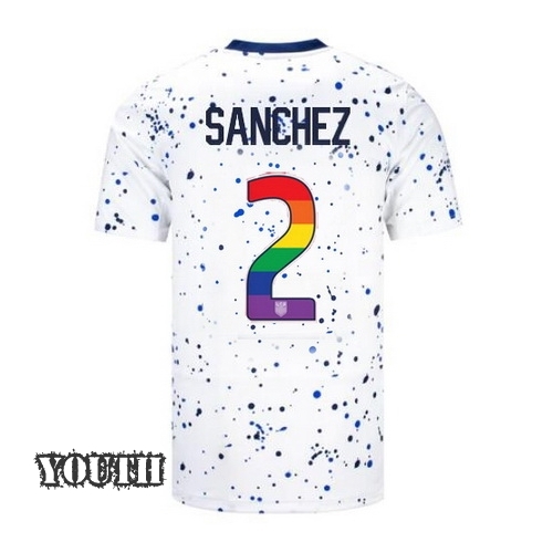 USA Ashley Sanchez 2023/24 Home Youth Jersey Rainbow Number