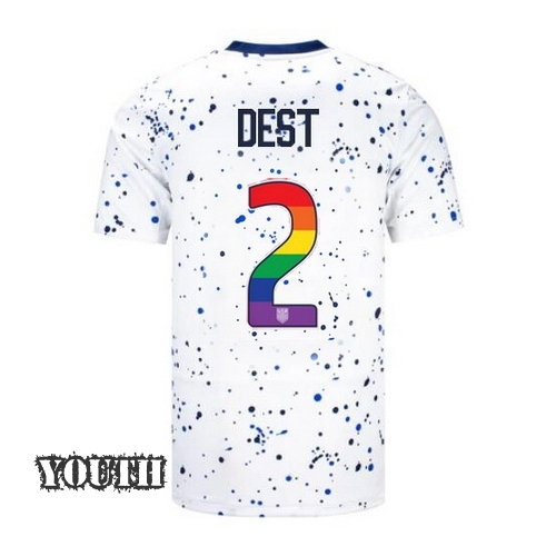 USA Sergino Dest 2023/24 Home Youth Jersey Rainbow Number