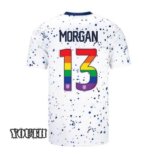 USA Alex Morgan 2023/24 Home Youth Jersey Rainbow Number