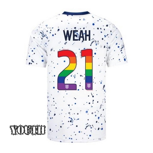 USA Tim Weah 2023/24 Home Youth Jersey Rainbow Number