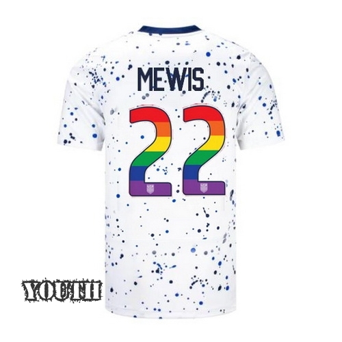 USA Kristie Mewis 2023/24 Home Youth Jersey Rainbow Number
