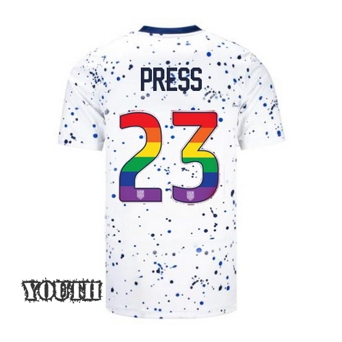 USA Christen Press 2023/24 Home Youth Jersey Rainbow Number