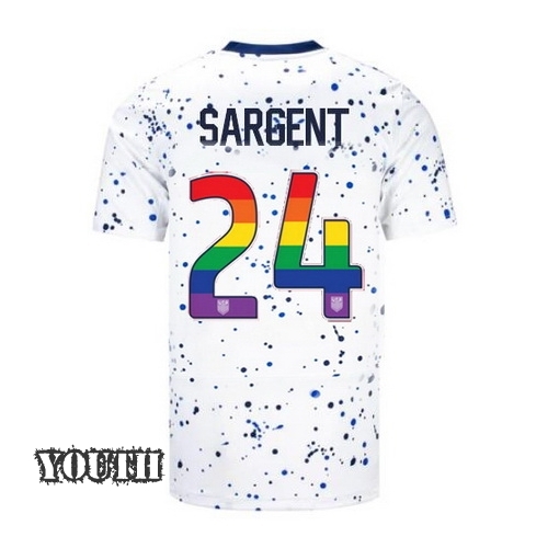 USA Josh Sargent 2023/24 Home Youth Jersey Rainbow Number
