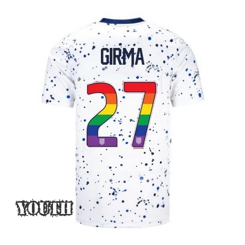 USA Naomi Girma 2023/24 Home Youth Jersey Rainbow Number