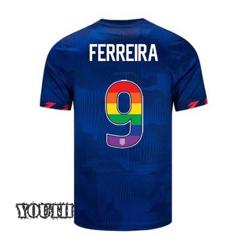 USA Jesus Ferreira 2023/24 Away Youth Jersey Rainbow Number