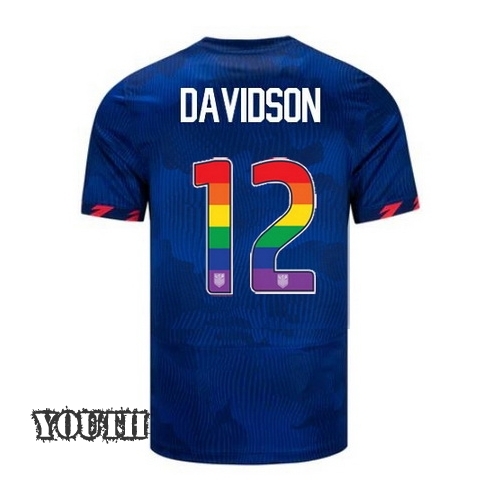 USA Tierna Davidson 2023/24 Away Youth Jersey Rainbow Number