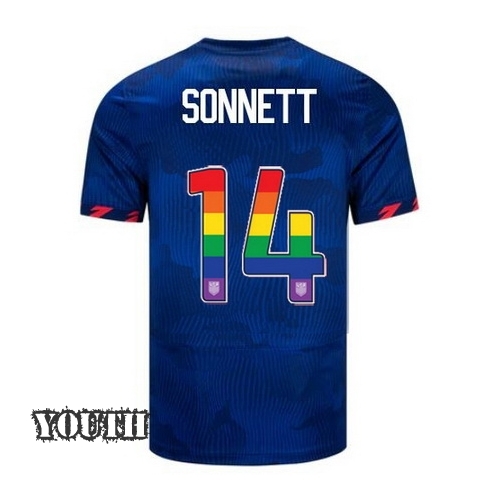 USA Emily Sonnett 2023/24 Away Youth Jersey Rainbow Number