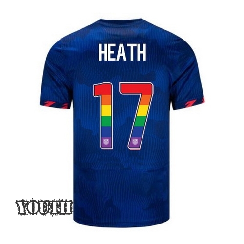 USA Tobin Heath 2023/24 Away Youth Jersey Rainbow Number