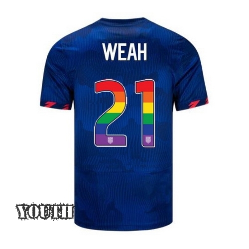 USA Tim Weah 2023/24 Away Youth Jersey Rainbow Number