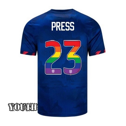 USA Christen Press 2023/24 Away Youth Jersey Rainbow Number