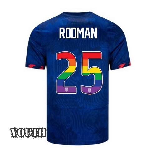 USA Trinity Rodman 2023/24 Away Youth Jersey Rainbow Number