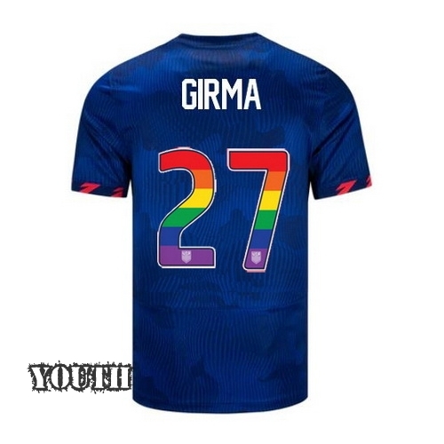 USA Naomi Girma 2023/24 Away Youth Jersey Rainbow Number